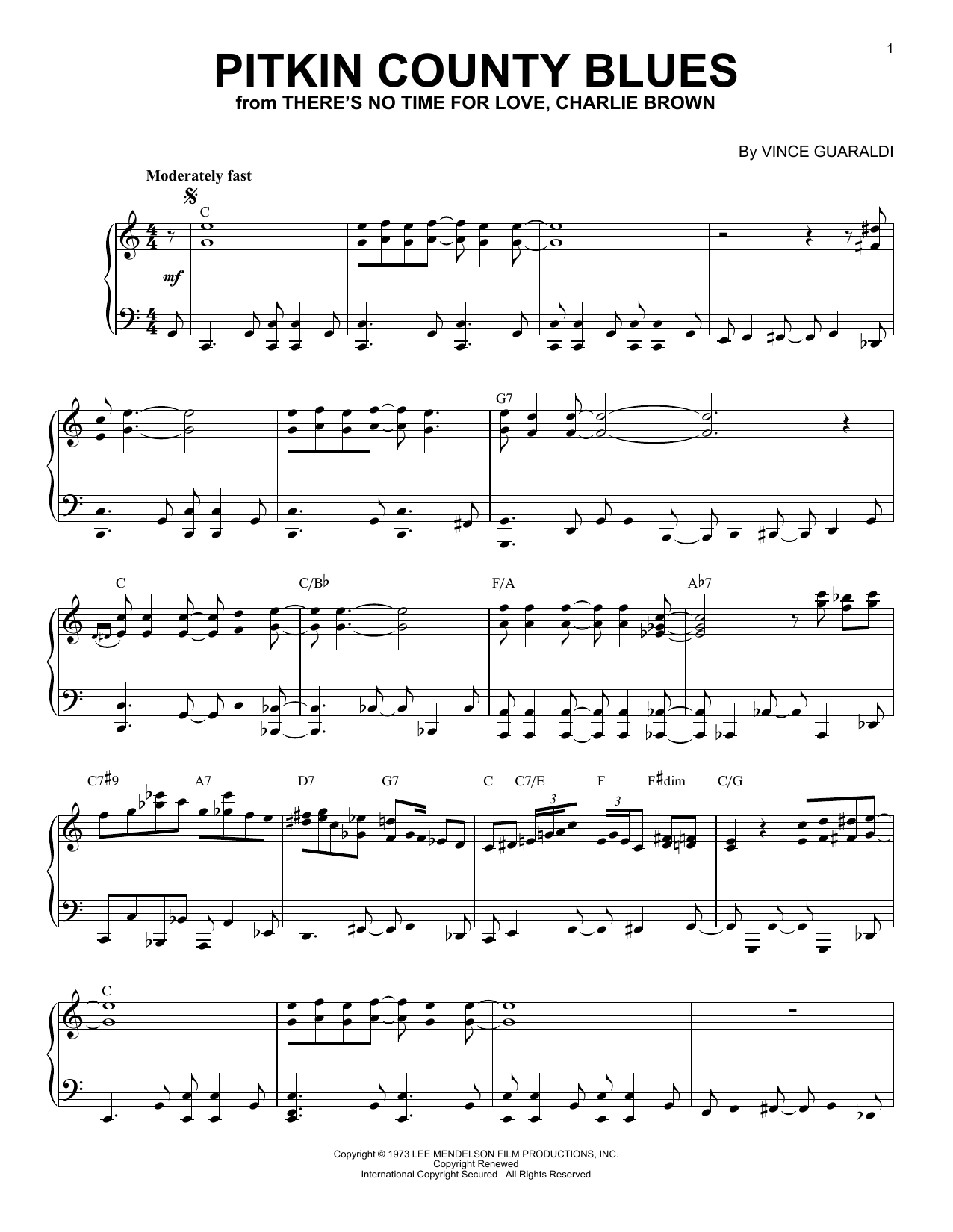 Download Vince Guaraldi Pitkin Country Blues Sheet Music