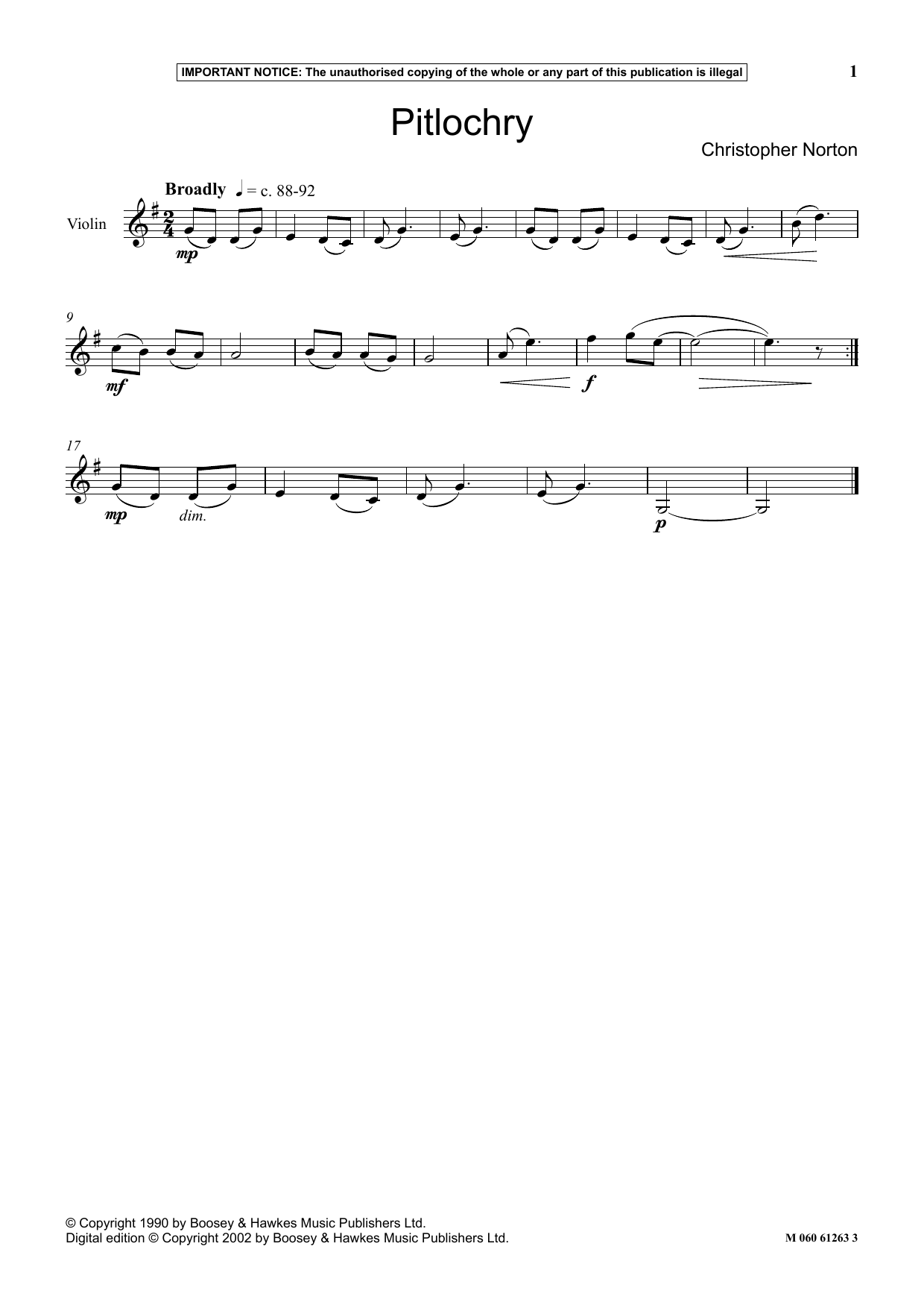 Download Christopher Norton Pitlochry Sheet Music