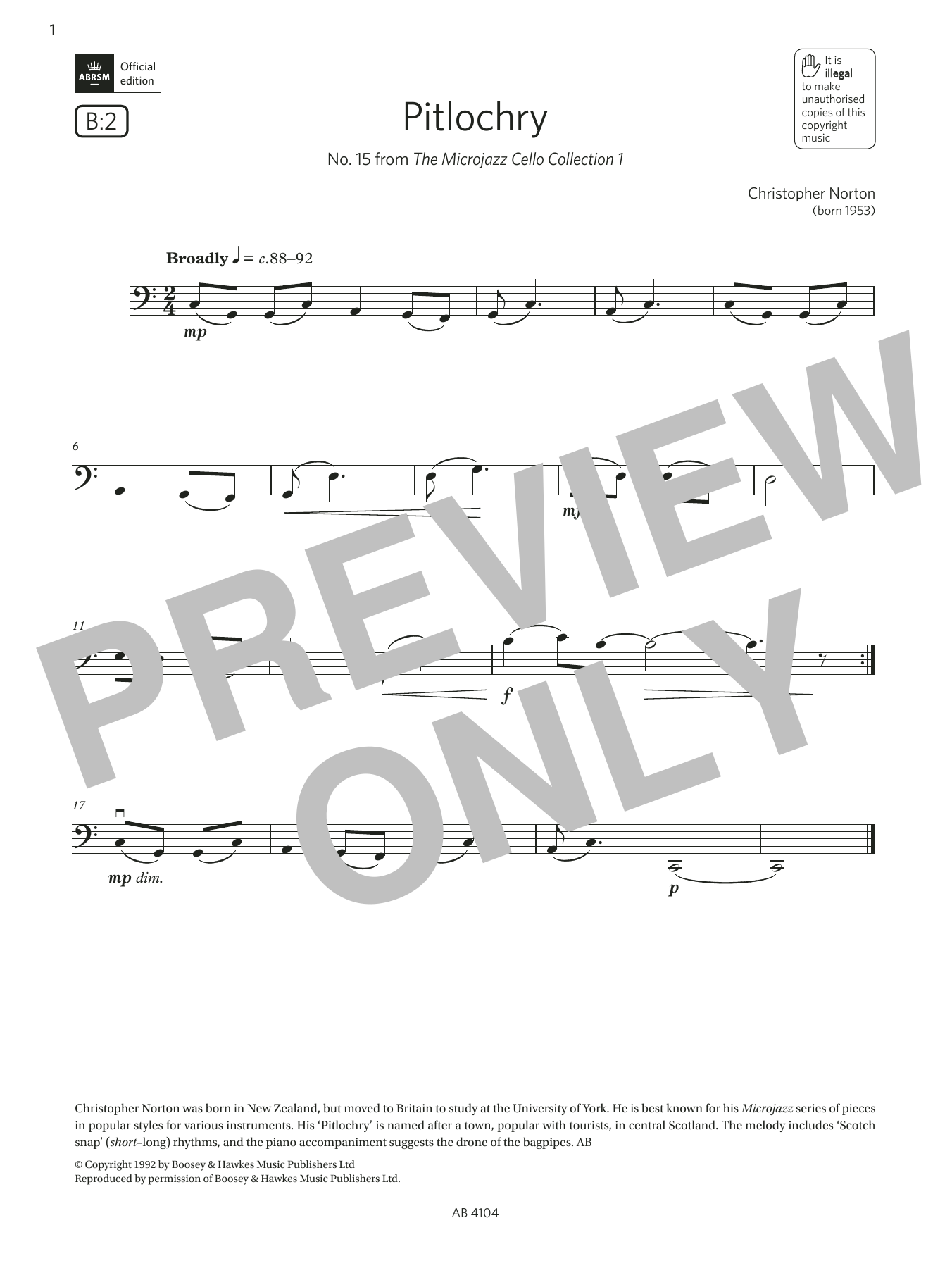 Download Christopher Norton Pitlochry (Grade 1, B2, from the ABRSM Sheet Music