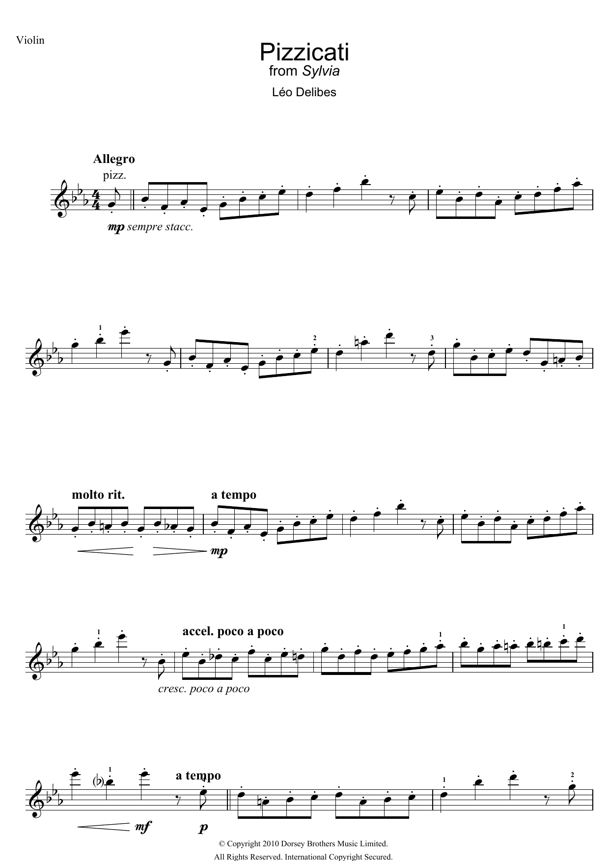 Download Leo Delibes Pizzicati (from Sylvia) Sheet Music