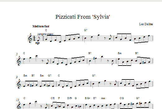 Leo Delibes Pizzicati From Sylvia sheet music notes printable PDF score