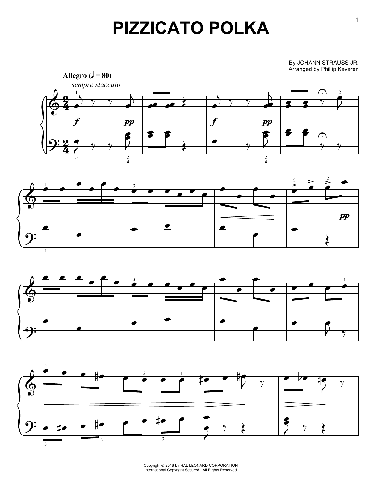 Download Johann Strauss, Jr. Pizzicato Polka [Classical version] (ar Sheet Music