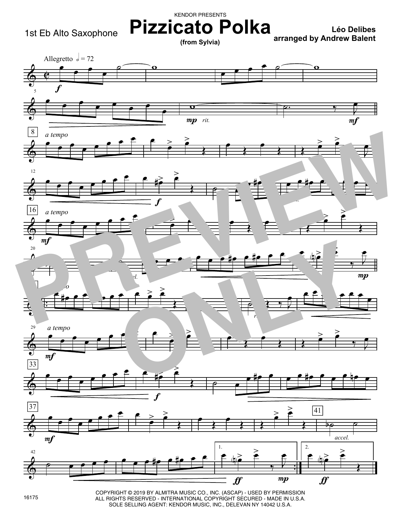 Download Andrew Balent Pizzicato Polka (from Sylvia) - 1st Eb Sheet Music