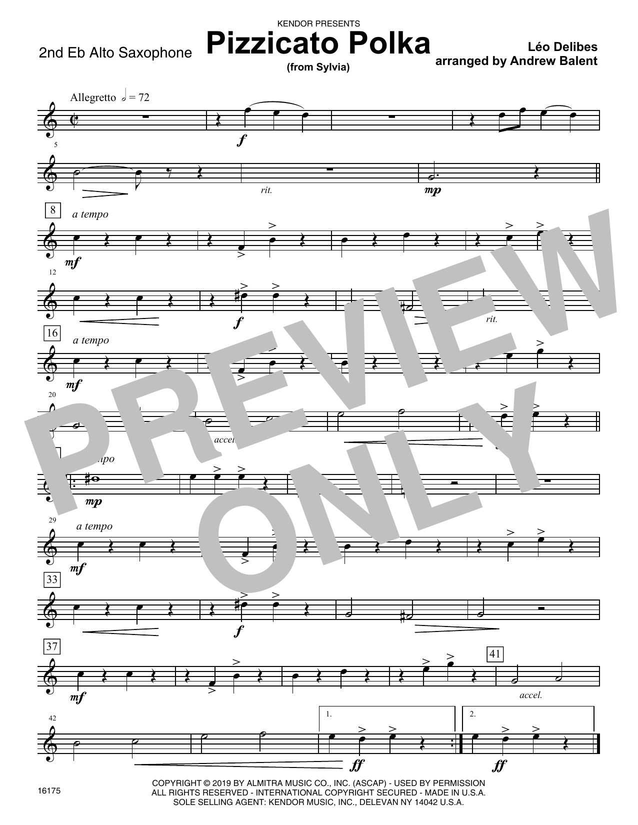 Download Andrew Balent Pizzicato Polka (from Sylvia) - 2nd Eb Sheet Music