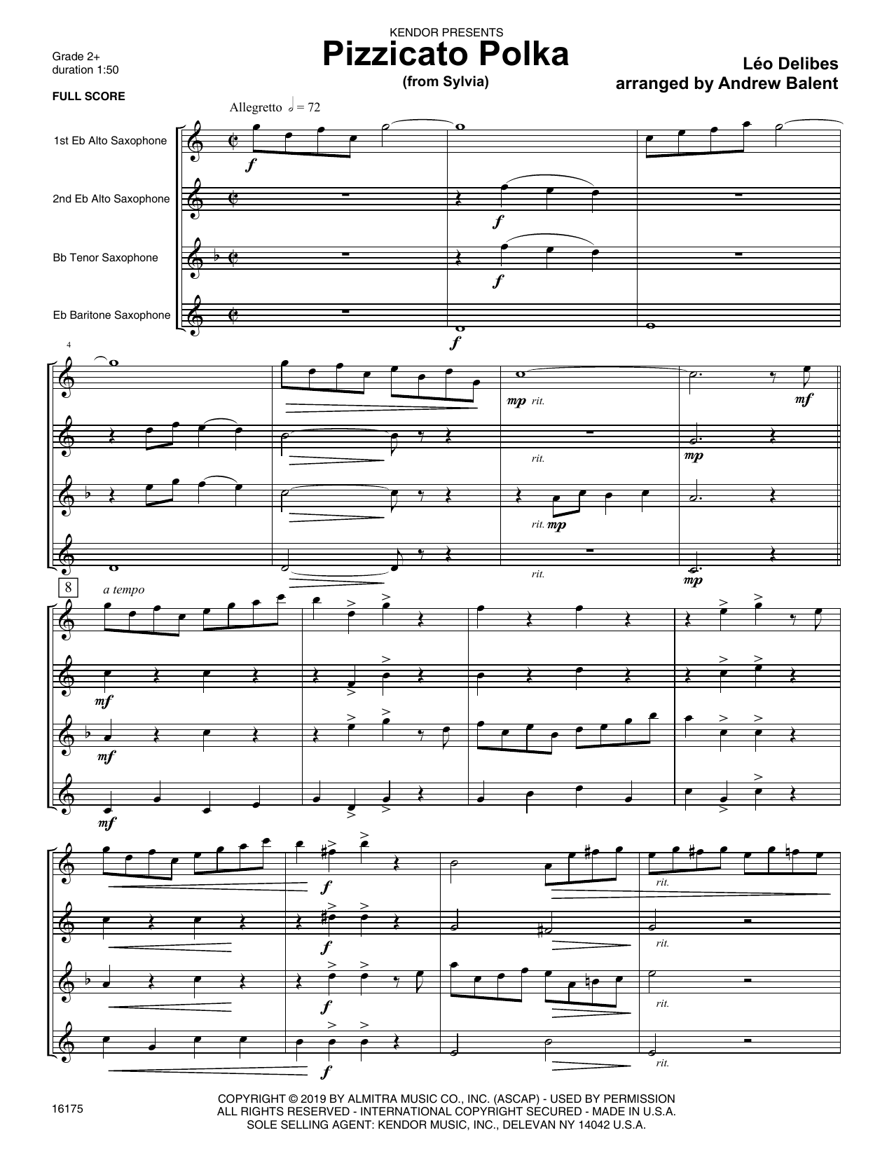 Download Andrew Balent Pizzicato Polka (from Sylvia) - Full Sc Sheet Music