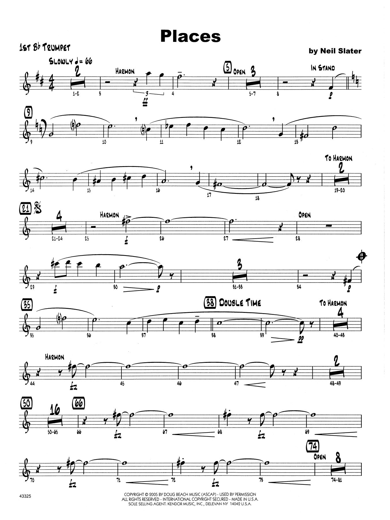 Download Neil Slater Places - 1st Bb Trumpet Sheet Music