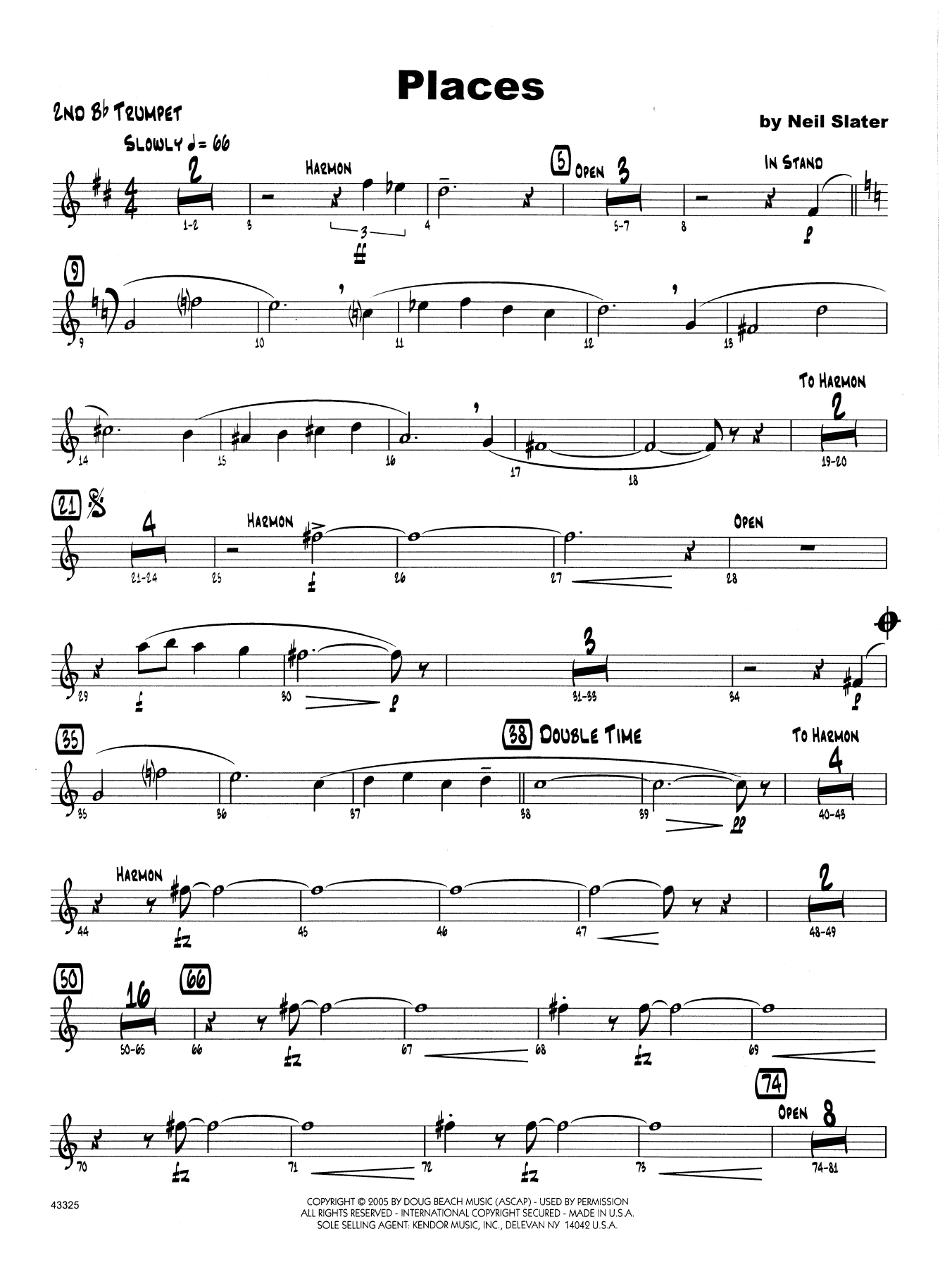 Download Neil Slater Places - 2nd Bb Trumpet Sheet Music