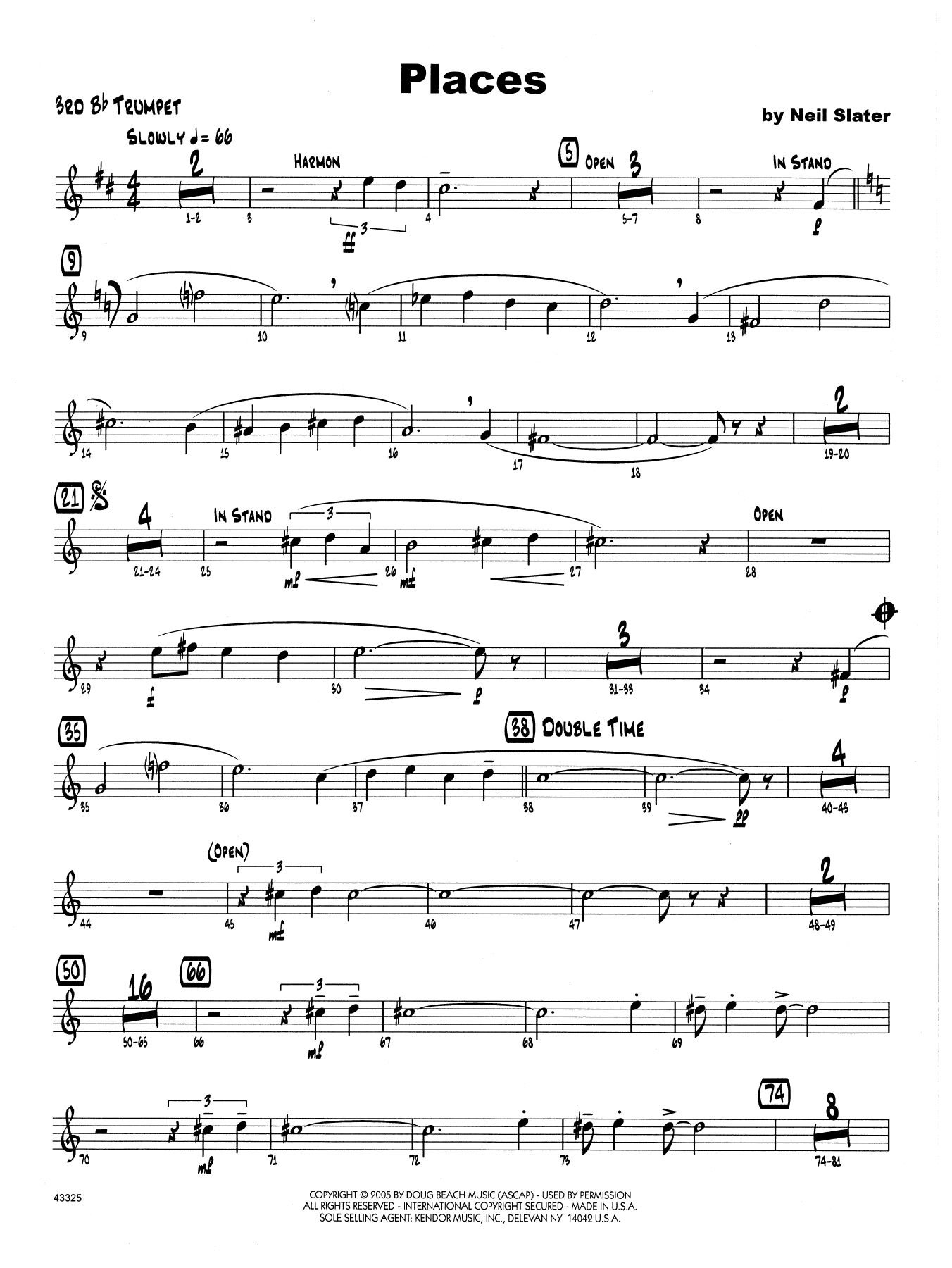 Download Neil Slater Places - 3rd Bb Trumpet Sheet Music