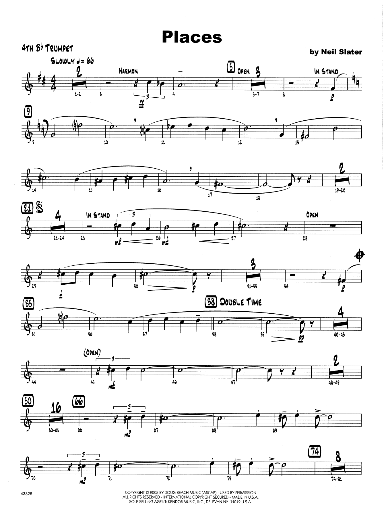 Download Neil Slater Places - 4th Bb Trumpet Sheet Music