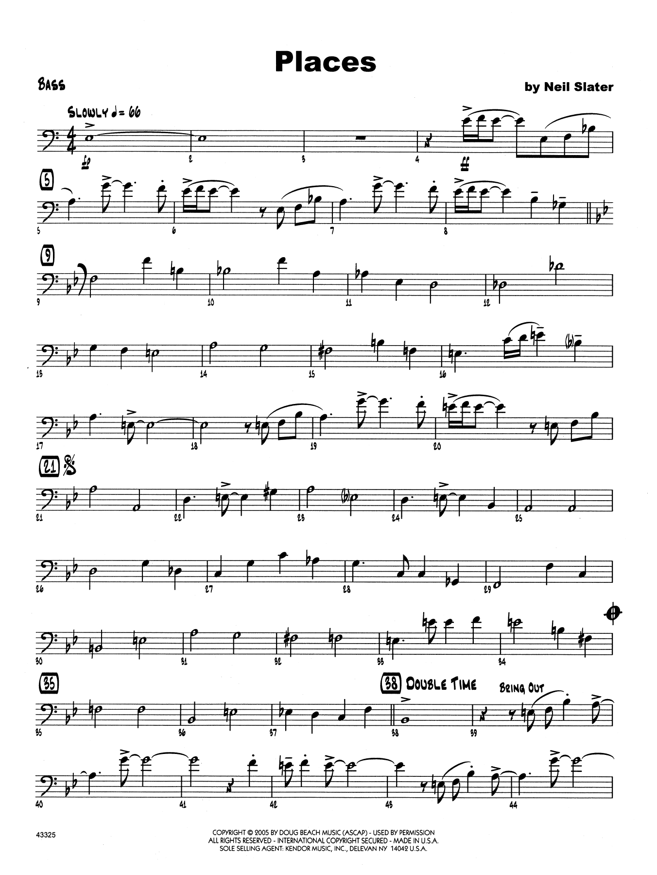Download Neil Slater Places - Bass Sheet Music