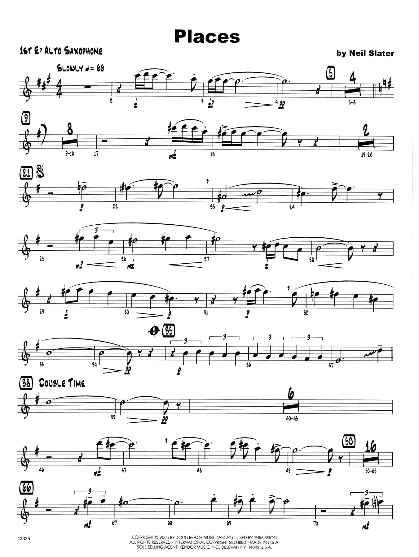 Download Neil Slater Places - Bass Clarinet 1 & 2 Sheet Music
