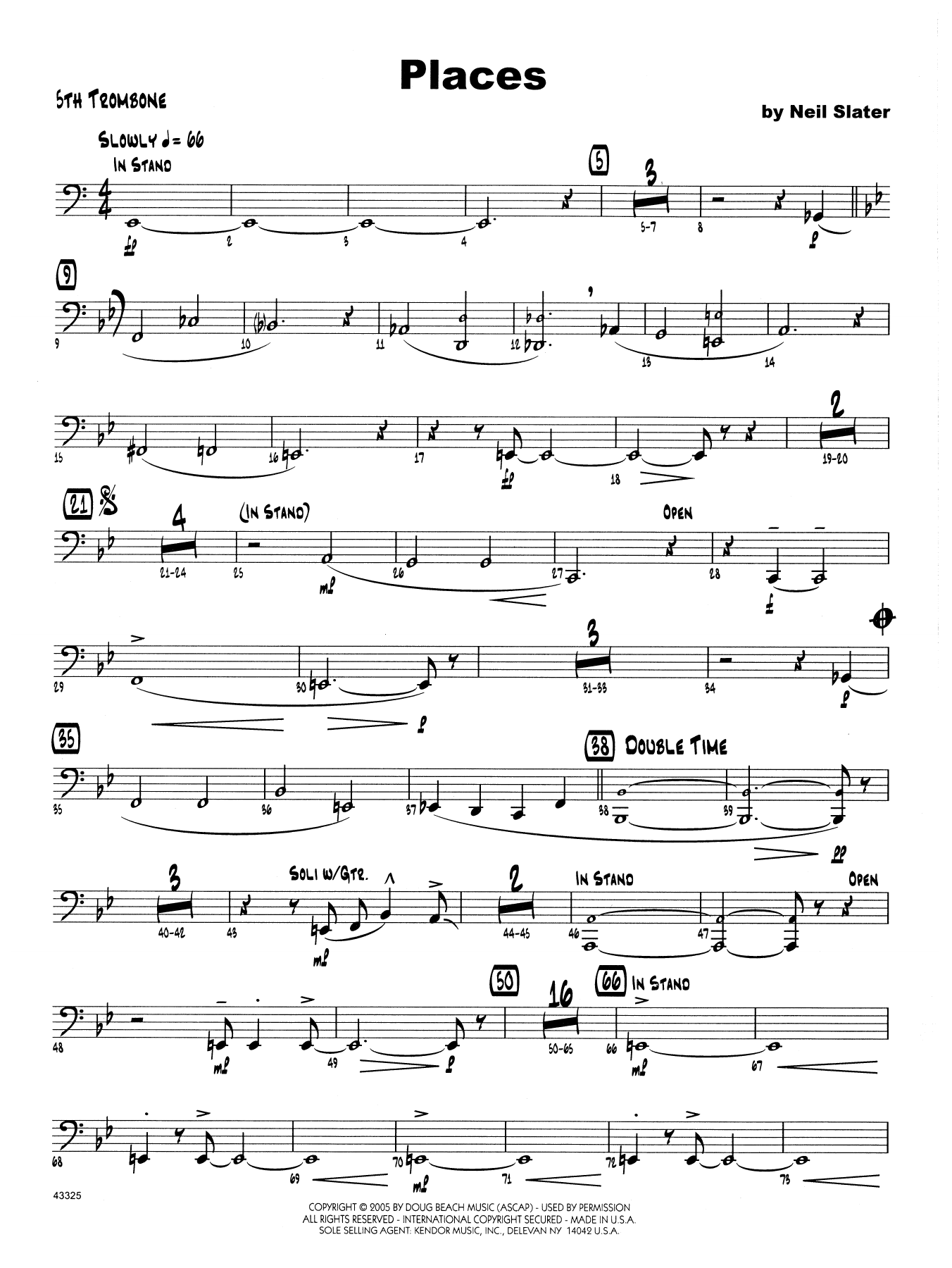 Download Neil Slater Places - Trombone 5 Sheet Music