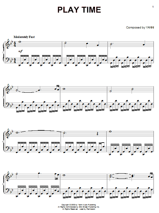 Download Yanni Play Time Sheet Music