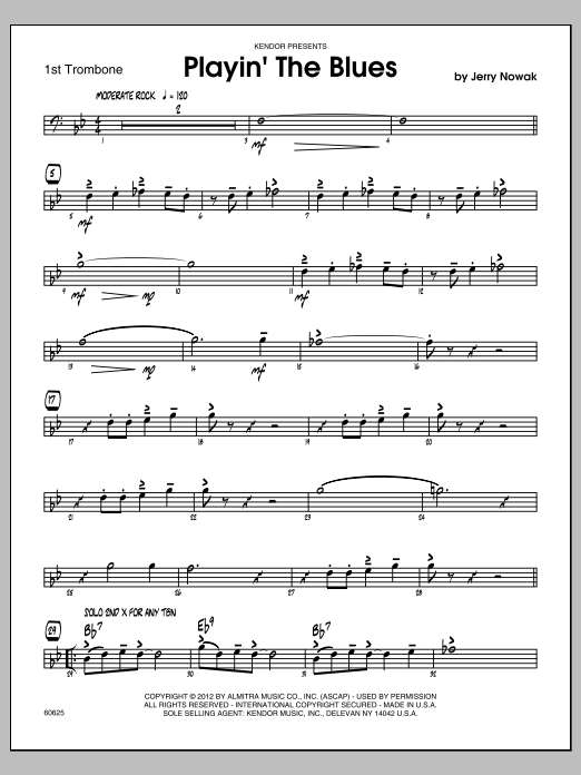 Download Nowak Playin' The Blues - Trombone 1 Sheet Music