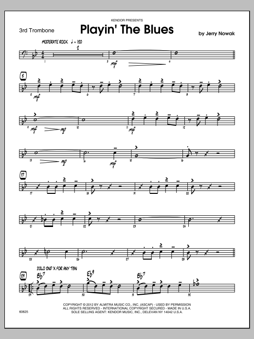 Download Nowak Playin' The Blues - Trombone 3 Sheet Music
