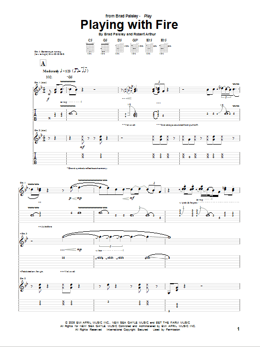 Download Brad Paisley Playing With Fire Sheet Music