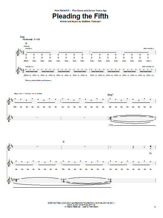 Download Relient K Pleading The Fifth Sheet Music