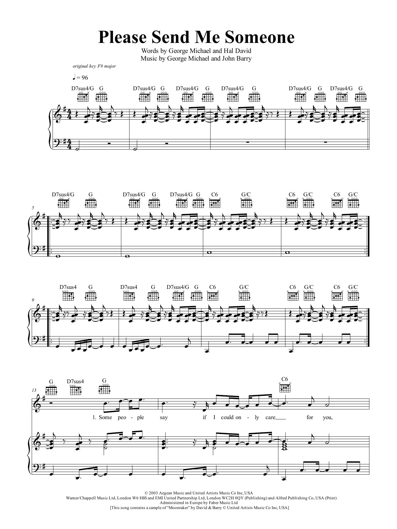 Download George Michael Please Send Me Someone Sheet Music