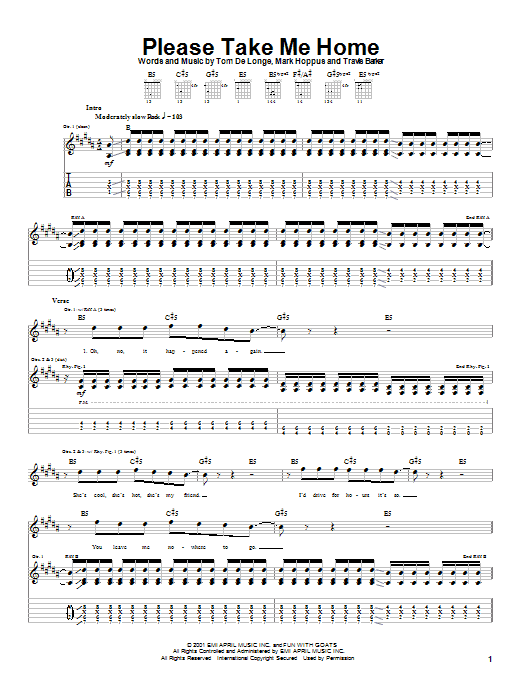 Download Blink-182 Please Take Me Home Sheet Music