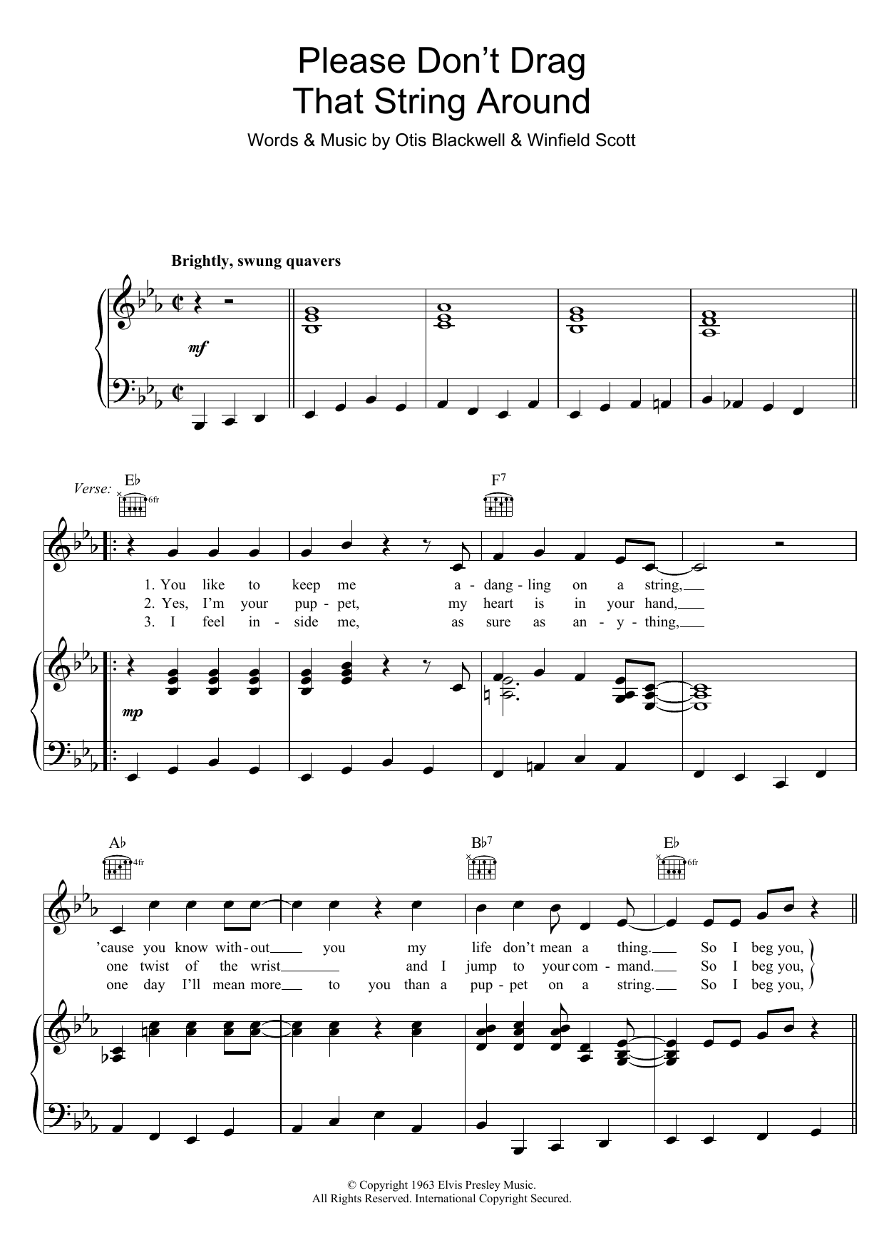 Download Elvis Presley Please Don't Drag That String Around Sheet Music
