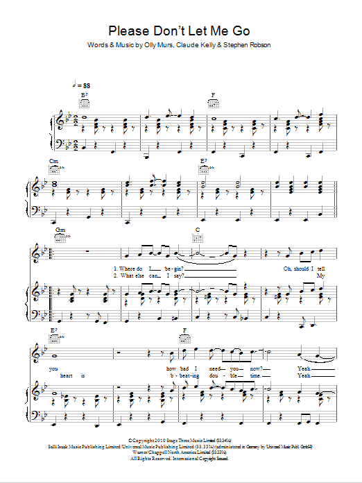 Download Olly Murs Please Don't Let Me Go Sheet Music
