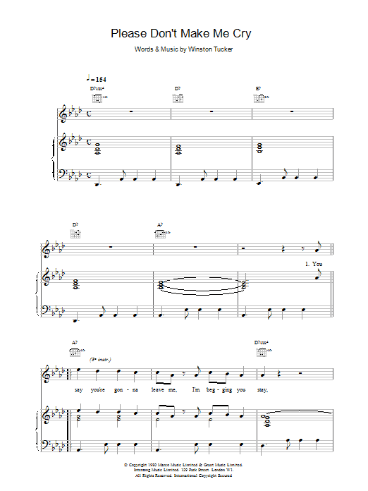 UB40 Please Don't Make Me Cry sheet music notes printable PDF score