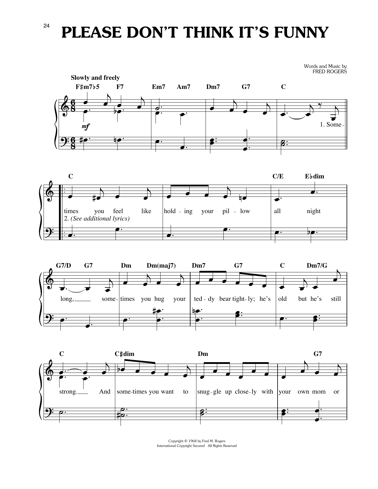 Download Fred Rogers Please Don't Think It's Funny Sheet Music
