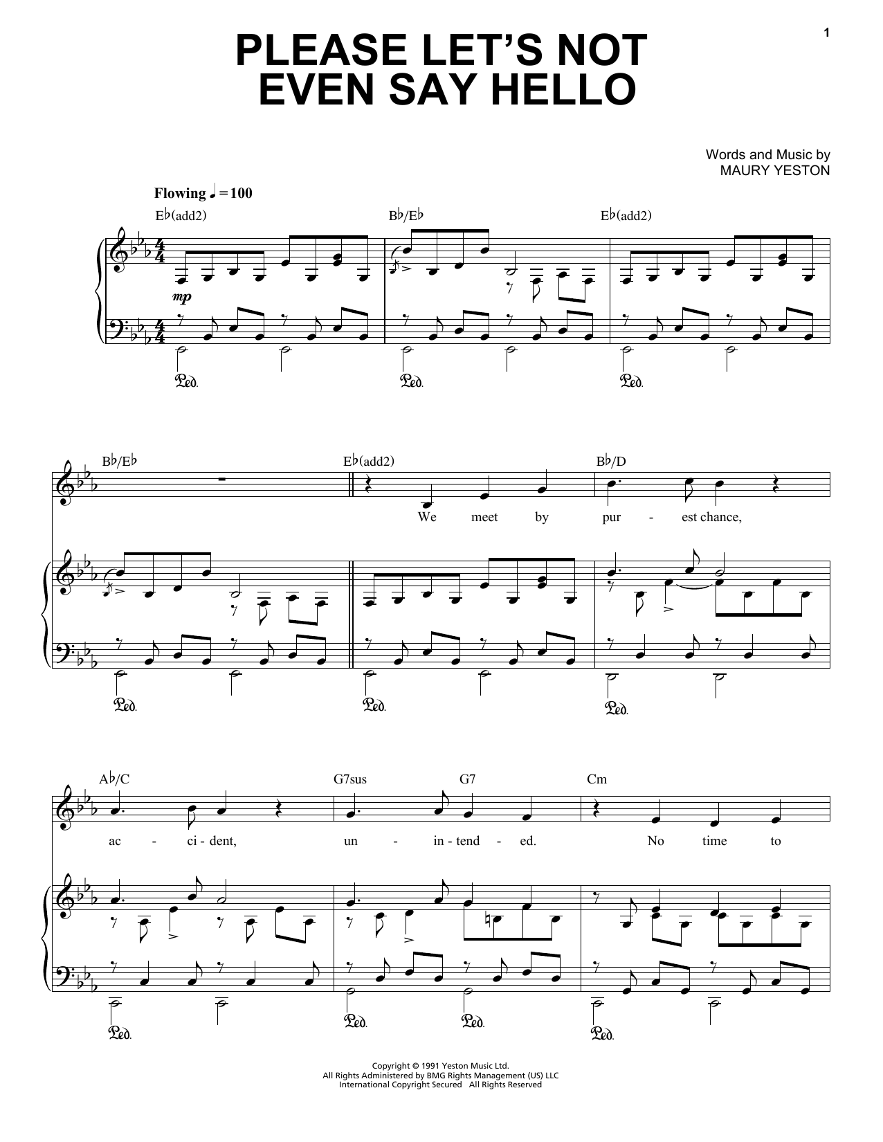 Download Maury Yeston Please Let's Not Even Say Hello Sheet Music
