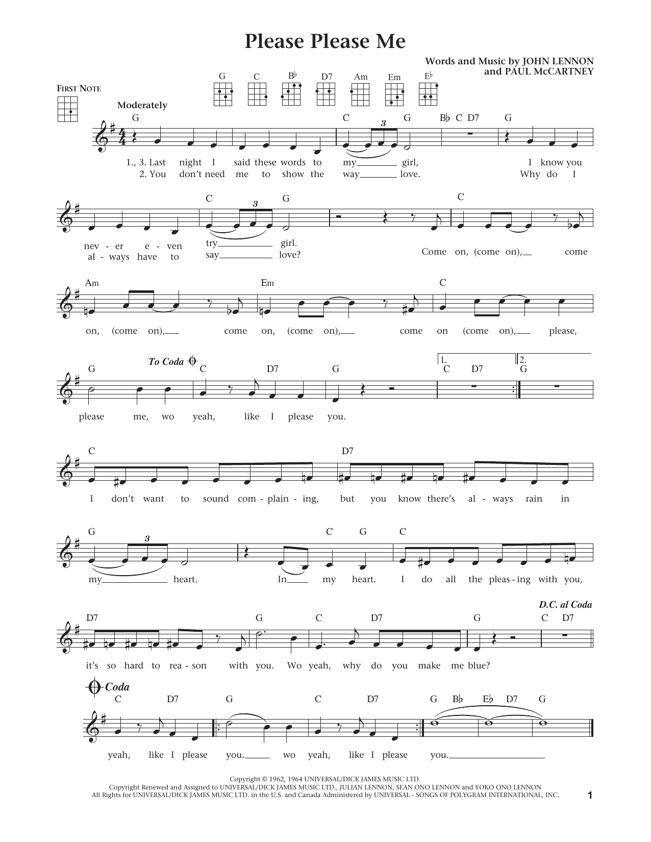Download The Beatles Please Please Me (from The Daily Ukulel Sheet Music