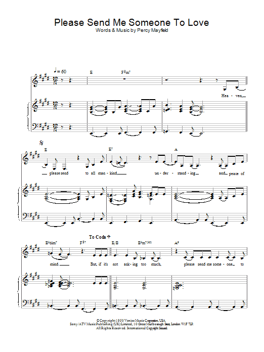 Sade Please Send Me Someone To Love sheet music notes printable PDF score