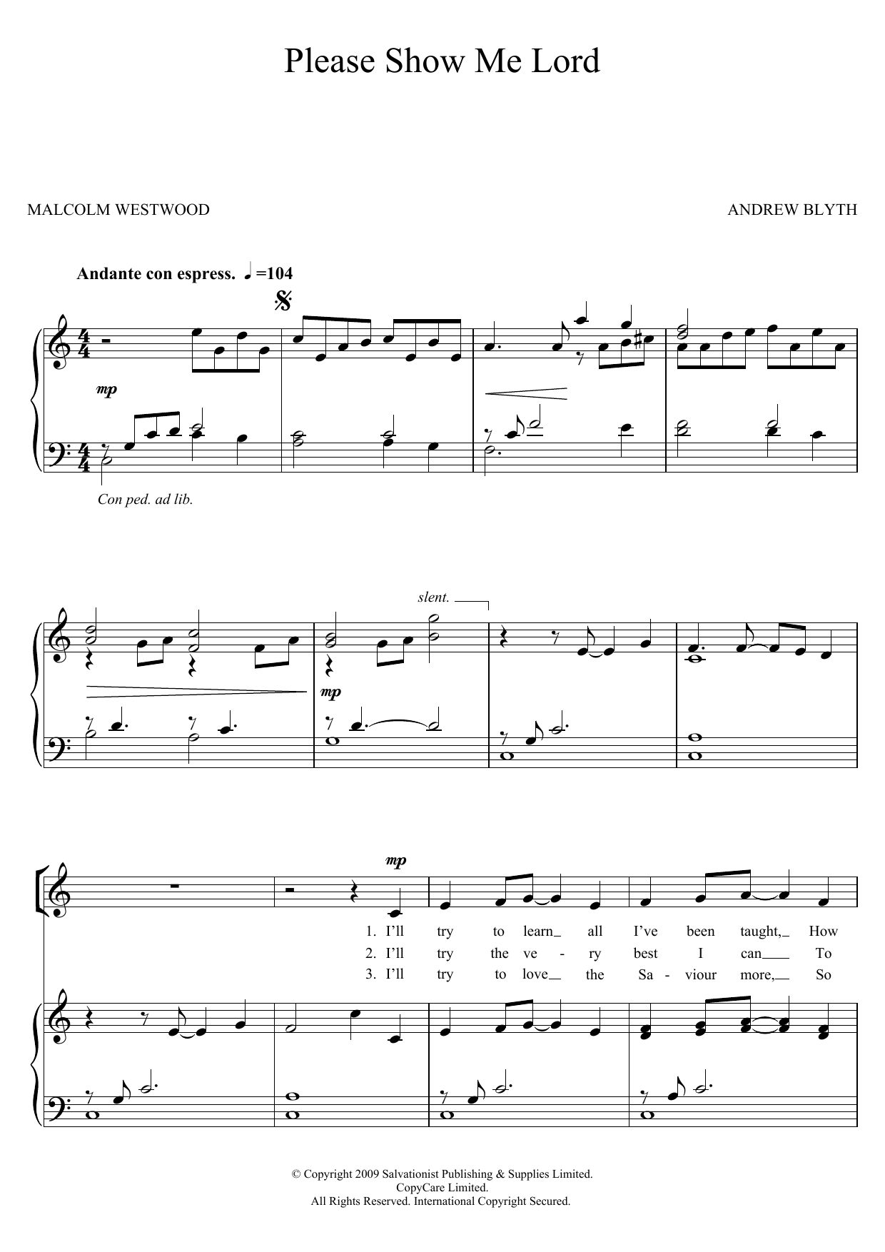 Download The Salvation Army Please Show Me Lord Sheet Music