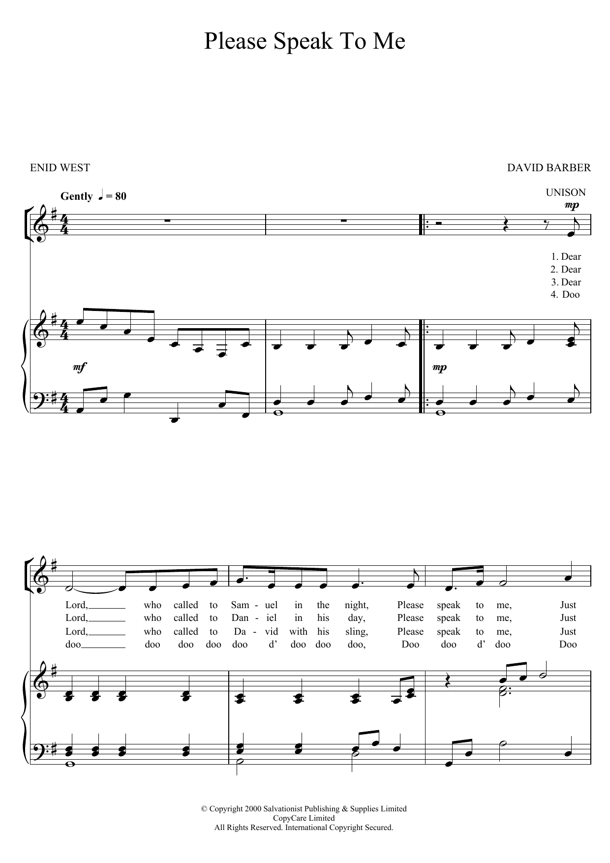 Download The Salvation Army Please Speak To Me Sheet Music