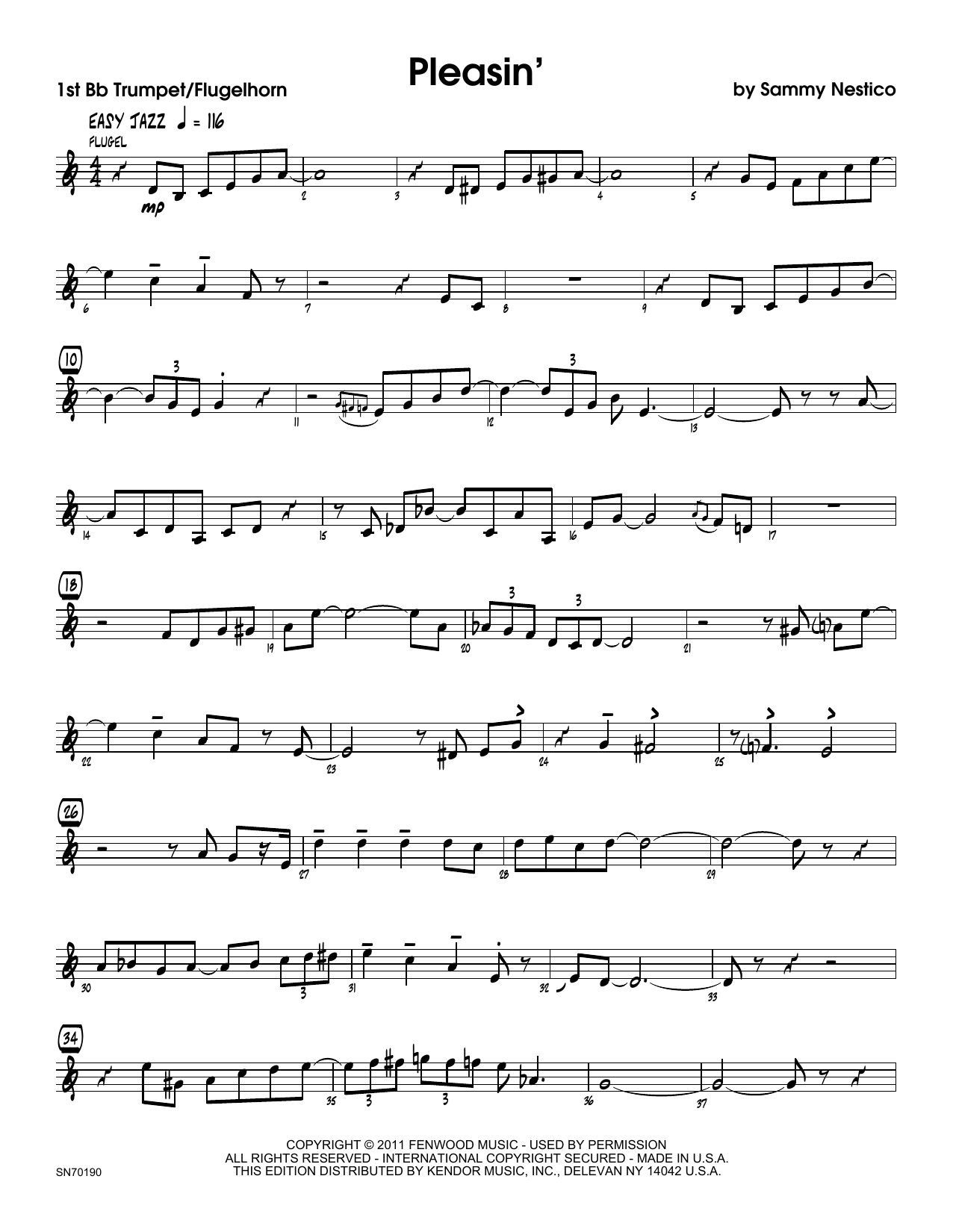 Download Sammy Nestico Pleasin' - 1st Bb Trumpet Sheet Music