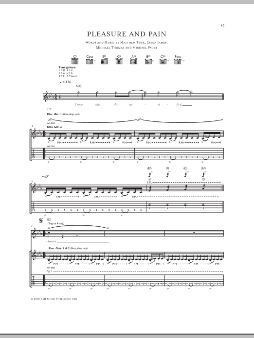 Download Bullet for My Valentine Pleasure And Pain Sheet Music