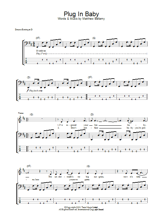Download Muse Plug In Baby Sheet Music