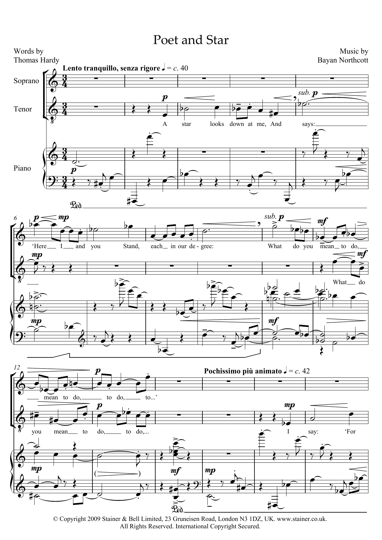 Download Bayan Northcott Poet and Star (for soprano, tenor & pia Sheet Music