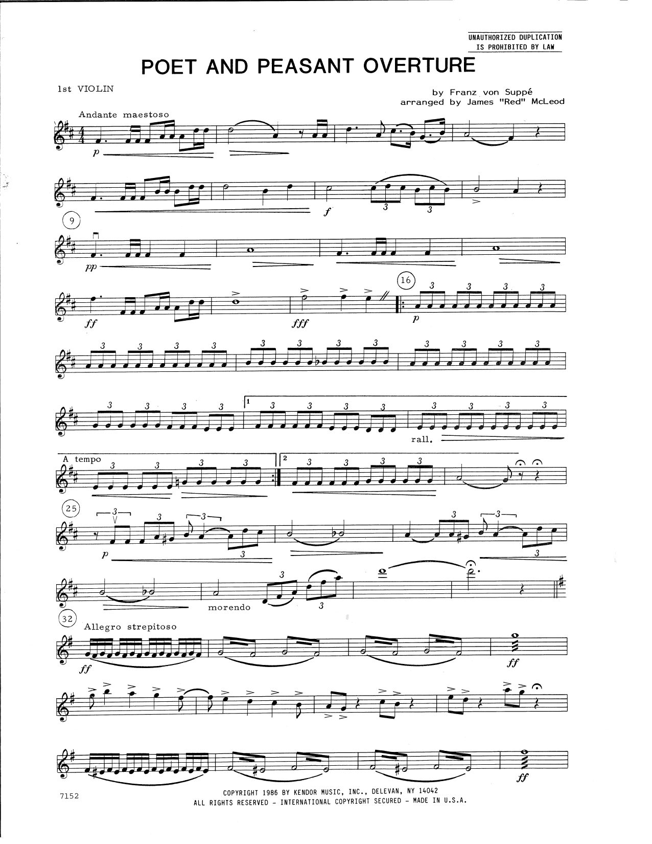 Download Franz Von Suppe Poet and Peasant Overture (arr. James M Sheet Music