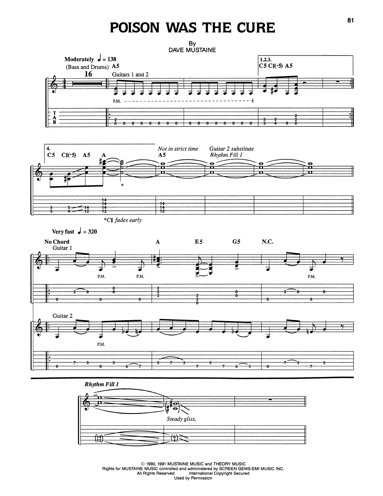 Download Megadeth Poison Was The Cure Sheet Music