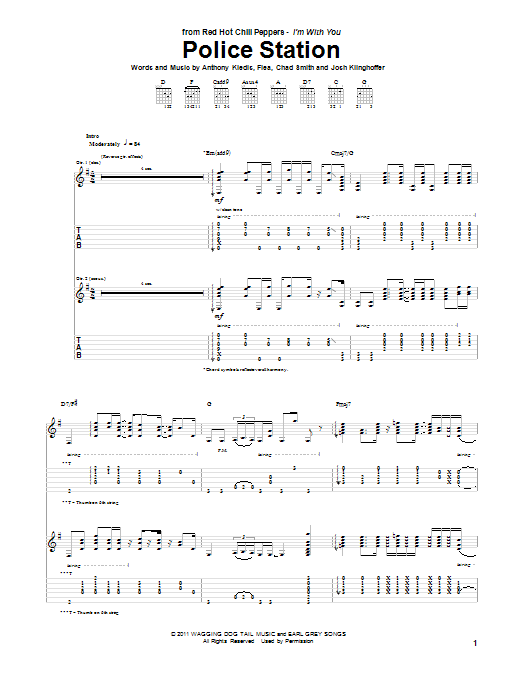 Download Red Hot Chili Peppers Police Station Sheet Music