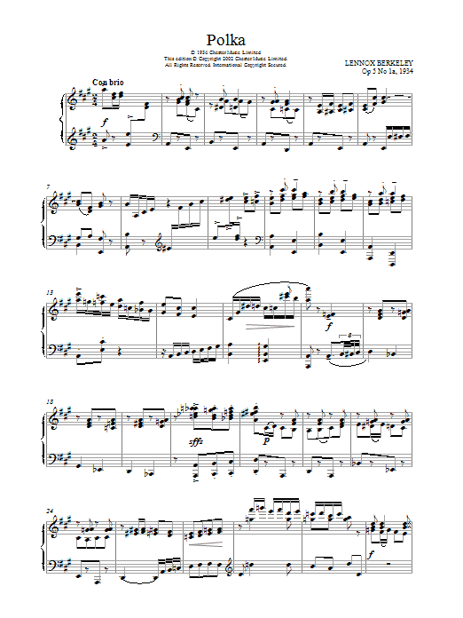 Download Lennox Berkeley Polka, Op.5 No.1a Sheet Music
