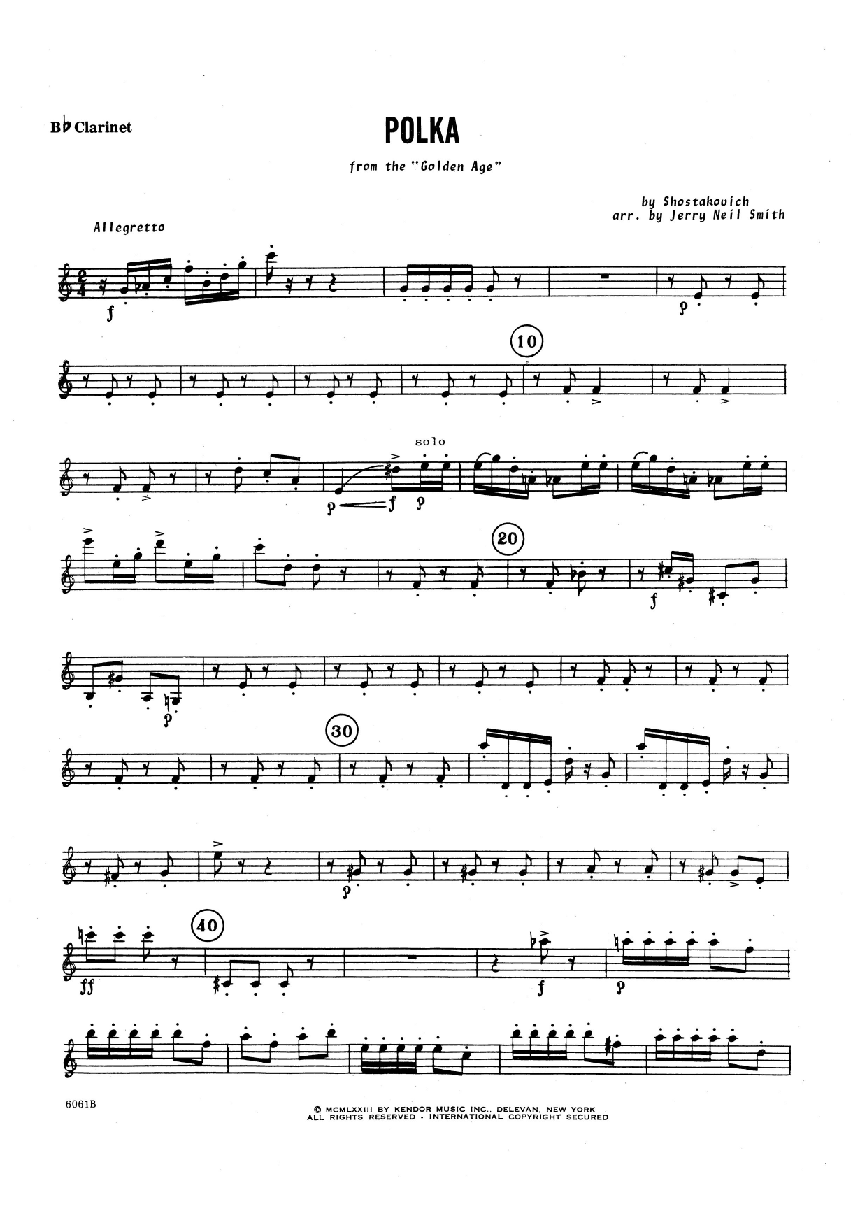 Download Jerry Smith Polka - Bb Clarinet Sheet Music