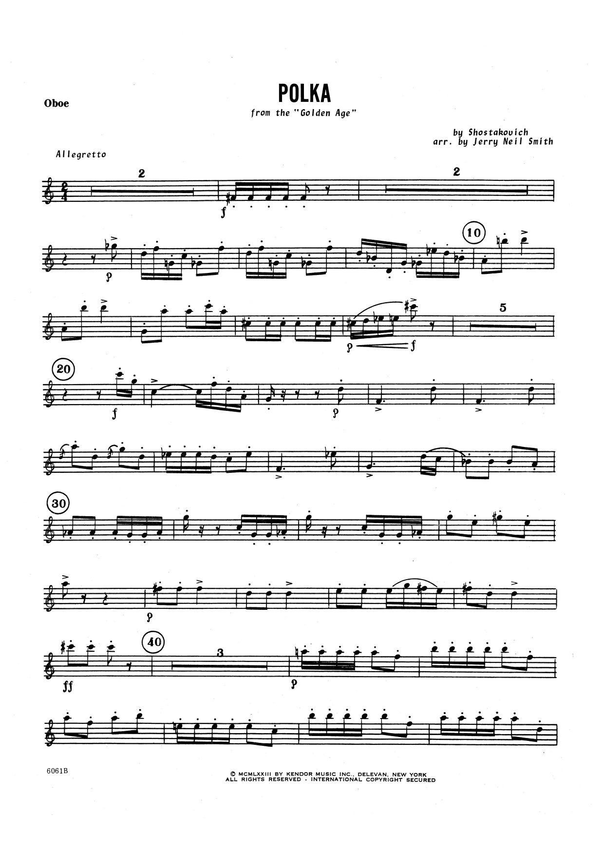 Download Jerry Smith Polka - Oboe Sheet Music