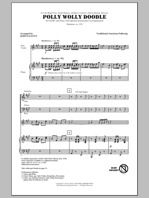 Download Traditional American Minstrel Polly Wolly Doodle: Polly Wolly Doodle Sheet Music
