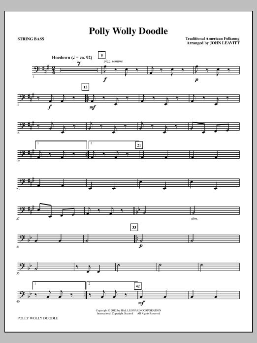 Download John Leavitt Polly Wolly Doodle - String Bass Sheet Music