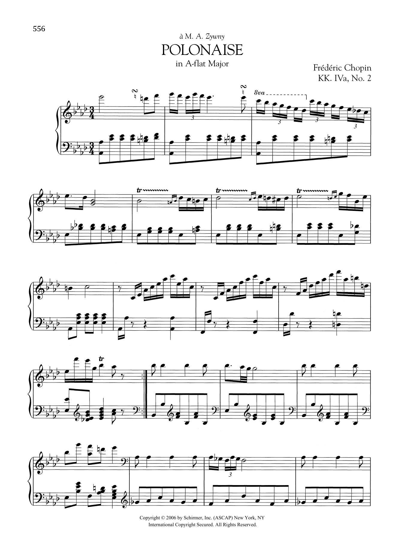 Download Frederic Chopin Polonaise in A-flat Major, KK. IVa, No. Sheet Music