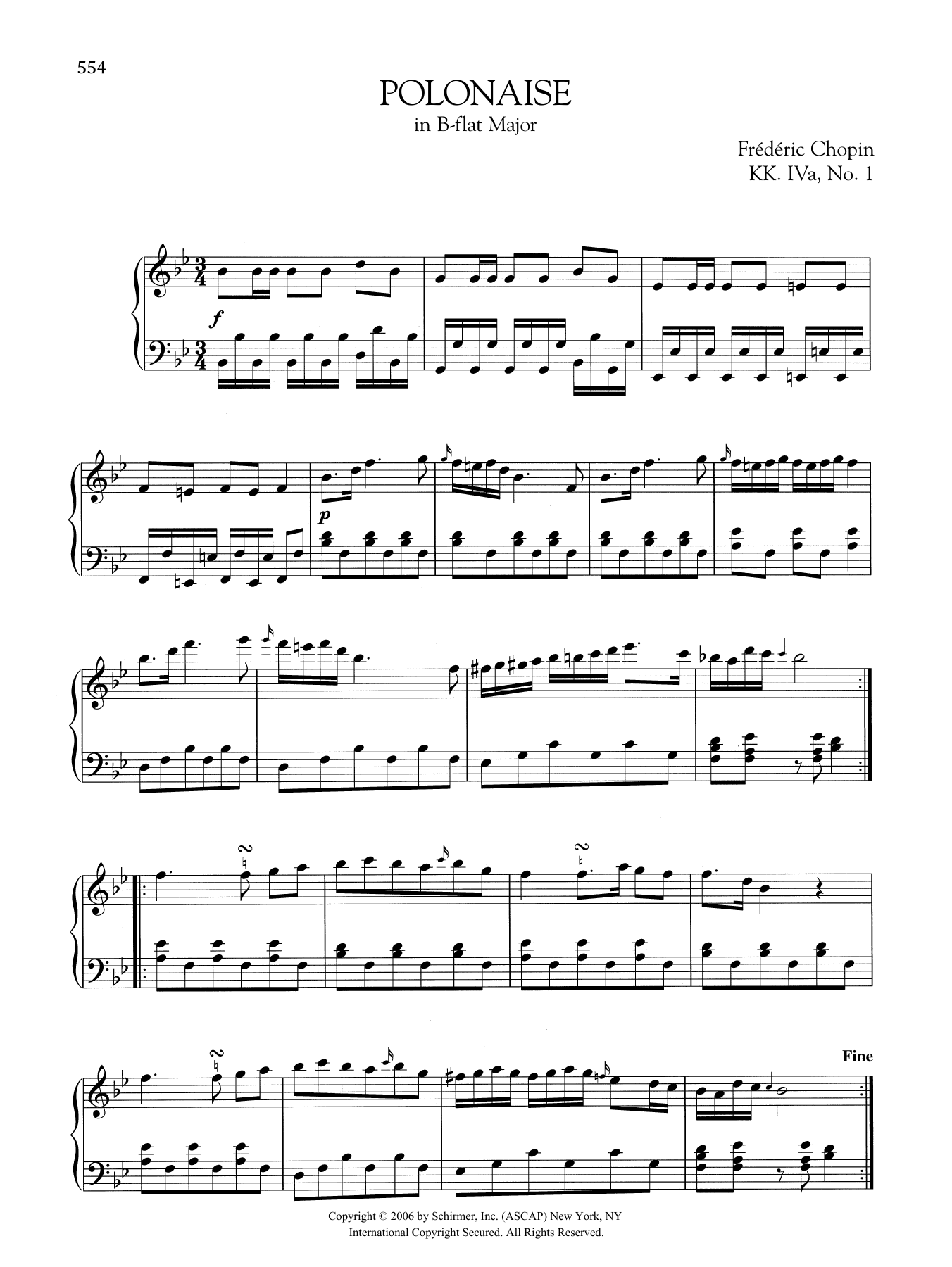 Download Frederic Chopin Polonaise in B-flat Major, KK. IVa, No. Sheet Music