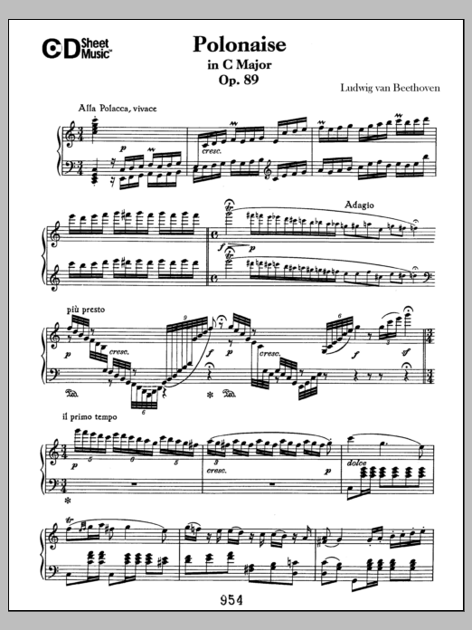 Download Ludwig van Beethoven Polonaise In C Major, Op. 89 Sheet Music