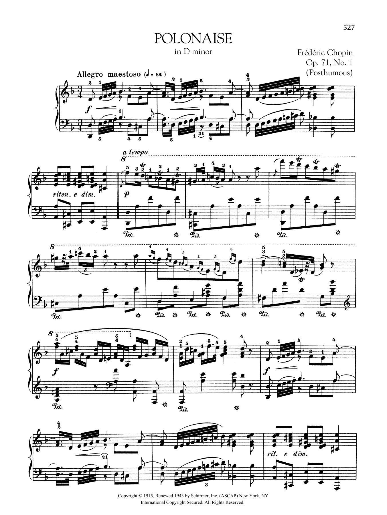 Download Frederic Chopin Polonaise in D minor, Op. 71, No. 1 (Po Sheet Music