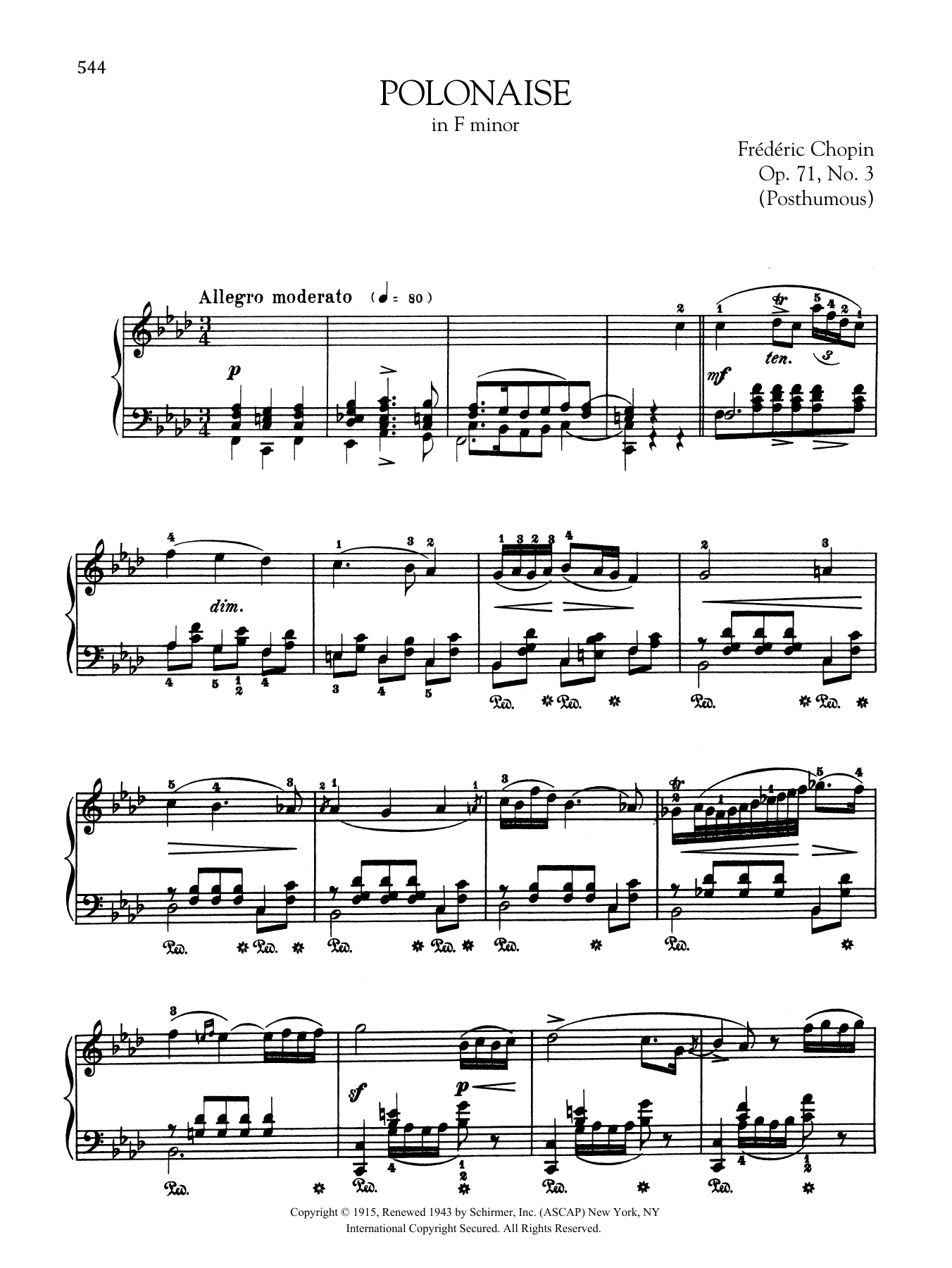 Download Frederic Chopin Polonaise in F minor, Op. 71, No. 3 (Po Sheet Music