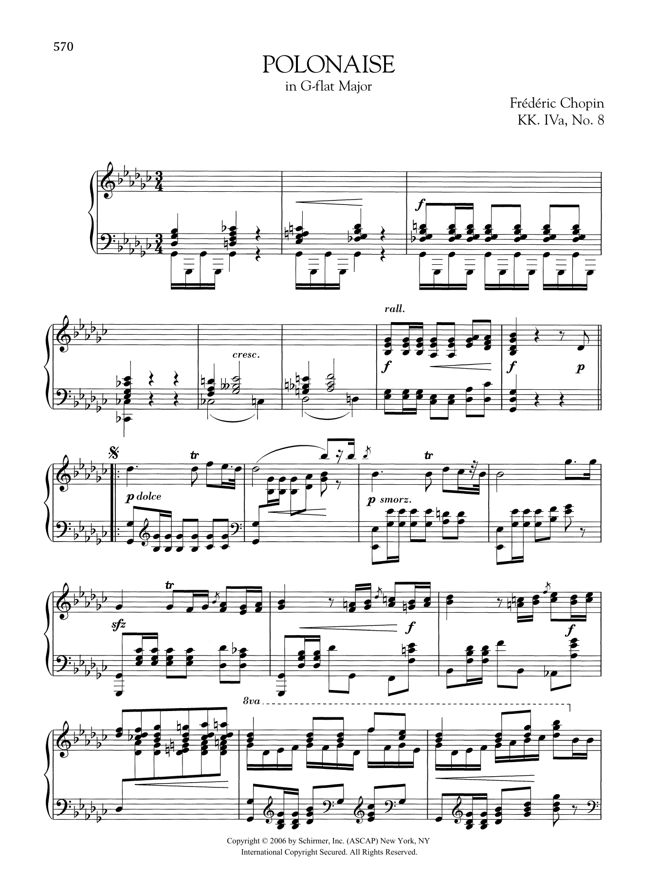 Download Frederic Chopin Polonaise in G-flat Major, KK. IVa, No. Sheet Music